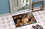 Tibetan Spaniel Fall Kitchen Pumpkins Doormat Front Door Mat Indoor Outdoor Rugs for Entryway, Non Slip Washable Low Pile, 24H X 36W