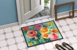 Ranunculus in Watercolor Doormat Front Door Mat Indoor Outdoor Rugs for Entryway, Non Slip Washable Low Pile, 24H X 36W