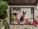 Boston Terrier Cozy Christmas Doormat Front Door Mat Indoor Outdoor Rugs for Entryway, Non Slip Washable Low Pile, 24H X 36W