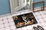 Siberian Husky Fall Kitchen Pumpkins Doormat Front Door Mat Indoor Outdoor Rugs for Entryway, Non Slip Washable Low Pile, 24H X 36W