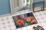 New York Roses in Watercolor Doormat Front Door Mat Indoor Outdoor Rugs for Entryway, Non Slip Washable Low Pile, 24H X 36W