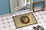 English Bulldog Christmas Flowers Doormat Front Door Mat Indoor Outdoor Rugs for Entryway, Non Slip Washable Low Pile, 24H X 36W