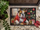 English Bulldog Cozy Christmas Doormat Front Door Mat Indoor Outdoor Rugs for Entryway, Non Slip Washable Low Pile, 24H X 36W