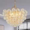 27.5-Inch Gold Pendant Light Chandelier with Threaded Clear Glass Globe Shade ��� Adjustable Height, Ideal for Living Room, Dining Room