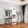 "95.6'' Closet Organizer System with Dual Hanging Rods, Shelves, and Drawers ��� White Engineered Wood Wardrobe for Bedroom Storage