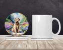 Wheaten Terrier Spring Path Large Sandstone Coasters Pack of 4 Absorbent Round Coasters Decor Gifts for Men or Women, 4 in, Multicolor