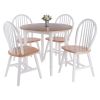 Sorella 5-Pc Drop Leaf Dining Table with Windsor Chairs; Natural and White