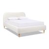 Roman Curved Headboard Upholstered Platform Bed, Queen, Ivory White Boucle