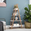 Solid bamboo wood oxford "A" frame ladder display bookshelf