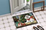 Bichon Frise Cozy Christmas Doormat Front Door Mat Indoor Outdoor Rugs for Entryway, Non Slip Washable Low Pile, 24H X 36W