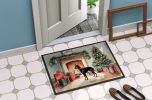 Doberman Pinscher Cozy Christmas Doormat Front Door Mat Indoor Outdoor Rugs for Entryway, Non Slip Washable Low Pile, 24H X 36W