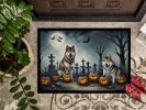 Akita Spooky Halloween Doormat Front Door Mat Indoor Outdoor Rugs for Entryway, Non Slip Washable Low Pile, 24H X 36W