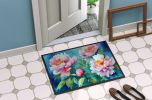 Peonies in Watercolor Doormat Front Door Mat Indoor Outdoor Rugs for Entryway, Non Slip Washable Low Pile, 24H X 36W