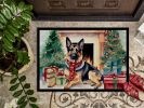 German Shepherd Cozy Christmas Doormat Front Door Mat Indoor Outdoor Rugs for Entryway, Non Slip Washable Low Pile, 24H X 36W