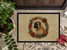 Mastiff Christmas Flowers Doormat Front Door Mat Indoor Outdoor Rugs for Entryway, Non Slip Washable Low Pile, 24H X 36W