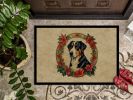 Greater Swiss Mountain Dog Christmas Flowers Doormat Front Door Mat Indoor Outdoor Rugs for Entryway, Non Slip Washable Low Pile, 24H X 36W