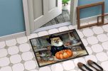 Pomeranian Fall Kitchen Pumpkins Doormat Front Door Mat Indoor Outdoor Rugs for Entryway, Non Slip Washable Low Pile, 24H X 36W