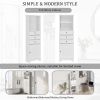 White Tall Storage Cabinet with 3 Drawers and Adjustable Shelves for Bathroom, Kitchen and Living Room, MDF Board with Painted Finish