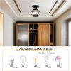 Black Outdoor Modern Industrial Ceiling Light Fixture with Glass Globe Shade, E26 Standard Base Farmhouse Ceiling Lamp for Hallway, Kitchen, Bedroom