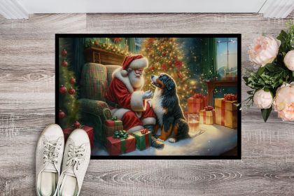 Bernese Mountain Dog and Santa Claus Doormat Front Door Mat Indoor Outdoor Rugs for Entryway, Non Slip Washable Low Pile, 24H X 36W