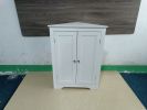 Floor Corner Cabinet with 2 Doors and Adjustable Shelves, Freestanding Narrow Cabinet Organizer, Corner Storage Cabinets for Bathroom, Kitchen