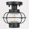 Black Outdoor Modern Industrial Ceiling Light Fixture with Glass Globe Shade, E26 Standard Base Farmhouse Ceiling Lamp for Hallway, Kitchen, Bedroom