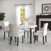 Five-piece dining set with imitation marble tabletop, restaurant combination set, solid wood dining table and 4 chairs