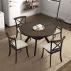 Wooden Dining Table Set, Mid Century Modern Round Rubber Wood Kitchen Table and Cross Back Upholstered Dining Chairs for Dining Room, Kitchen