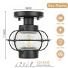 Black Outdoor Modern Industrial Ceiling Light Fixture with Glass Globe Shade, E26 Standard Base Farmhouse Ceiling Lamp for Hallway, Kitchen, Bedroom