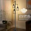 Industrial Floor Lamp for Living Room,LED Farmhouse Standing Lamp with 3 Birdcage Hanging Shade