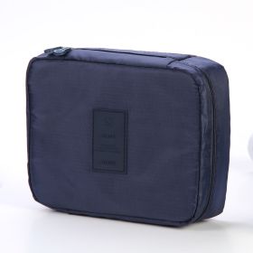 Portable Cosmetic Bag Waterproof Divider Multi-grid Pockets Toiletry Bags Travel Storage Handbags Women Make Up Bag (Color: Dark Blue)