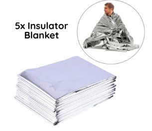 Emergency Blanket Outdoor Portable Thermal Double-sided Silver Survival (Option: Silver-160x210cm-5pcs)