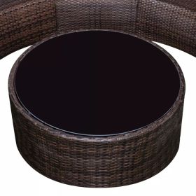 vidaXL 2 Piece Patio Lounge Set with Cushions Poly Rattan Brown (Option: as picture)