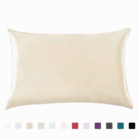 Pillowcase Satin Solid Color Simulation Silk Single Pillowcase Ice Silk Pillowcase (Option: Beige-20X36inches-1PC)