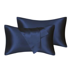 75D Satin Artificial Silk Pillowcase (Option: Navy Blue-Standard 20X26in-1pcs)