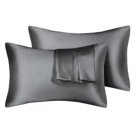 75D Satin Artificial Silk Pillowcase (Option: Dark Grey-Standard 20X26in-1pcs)