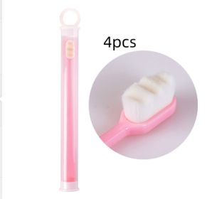 Ultra-fine Toothbrush Super Soft Bristle Deep Cleaning Brush Portable For Oral Care Tools Teeth Care Oral Cleaning Travel (Option: 4pcs Wavy pink)