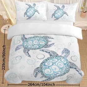 Turtle Bed Sets Ocean 3 Piece Turtle Themed Comforter Cover With 2 Pillowcases (Option: King)