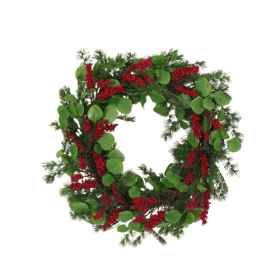 25.5 Inch Leaf-berry Garland (Color: Red)