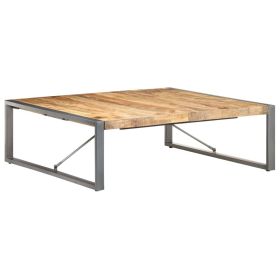 vidaXL Coffee Table 120x120x40 cm Rough Mango Wood (Option: as picture)