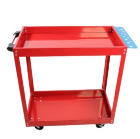 Tool Cart On Wheels, Heavy Duty Steel Utility Cart W Lockable Wheels, 400 LBS Capacity Industrial Service Cart For Garage, Warehouse, Workshop  Two-la (Color: Red)