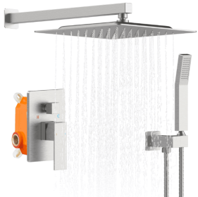 Shower System Shower Mixer Combo Set Wall-mounted (Option: Brushed Nickel)