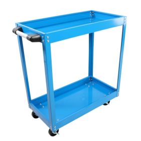 Tool Cart On Wheels, Heavy Duty Steel Utility Cart W Lockable Wheels, 400 LBS Capacity Industrial Service Cart For Garage, Warehouse, Workshop  Two-la (Color: Blue)