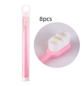 Ultra-fine Toothbrush Super Soft Bristle Deep Cleaning Brush Portable For Oral Care Tools Teeth Care Oral Cleaning Travel (Option: 8pcs Wavy pink)