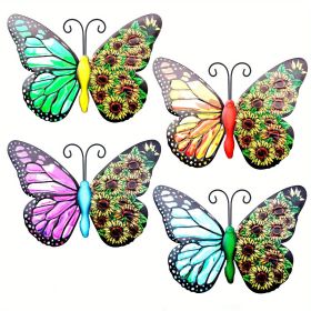 1pc/4pcs, Metal Butterfly Wall Art Decor, 3D Outdoor Sculpture Iron Outdoor Hanging Decor Ornaments, Metal Hand-made Butterfly Wall Art (Style: 4PC/4SET)