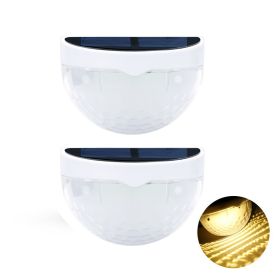 2pcs 6 LEDs Solar Light Courtyard Decoration Outdoor Lighting Garden Street Stair Fence Wall Lights Energy-saving Waterproof Solar Lamp (Color: Warm Light 01)