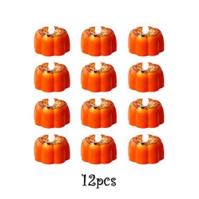 12/24pcs Halloween Pumpkin Candle Light Pumpkin Lantern Lamp Ornaments Ghost Festival Props Halloween Party Supplies Home Decor (Ships From: China, Color: 12pcs Type B)