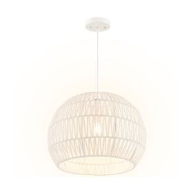 Adjustable Hanging Rope Farmhouse Rattan Pendant Lights Cage (Type: Style A, Color: As pic show)