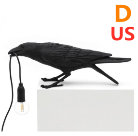 Creative Auspicious Bird Resin Wall Lamp Decoration (Style-Model: D-US, Color: black)