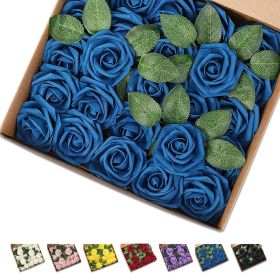 25 Pcs Artificial Rose Flowers, Foam Fake Flowers DIY Bouquets with Leaves and Stems for Wedding Party DIY Bouquets, Baby Shower (Brand: syenll)